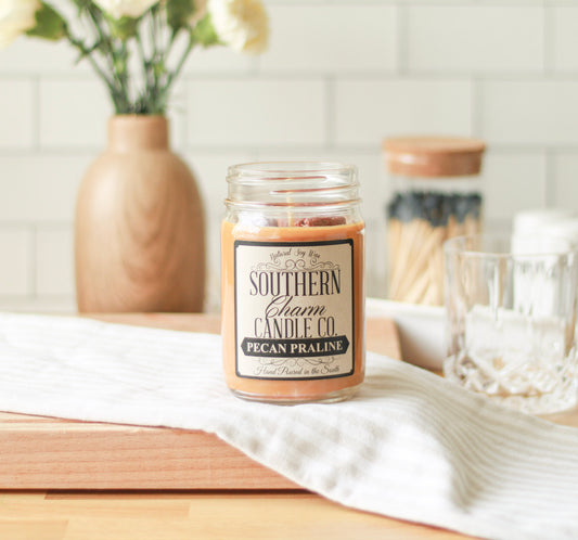 PECAN PRALINE CANDLE SOY WAX HAND POURED CANDLE 12 OZ
