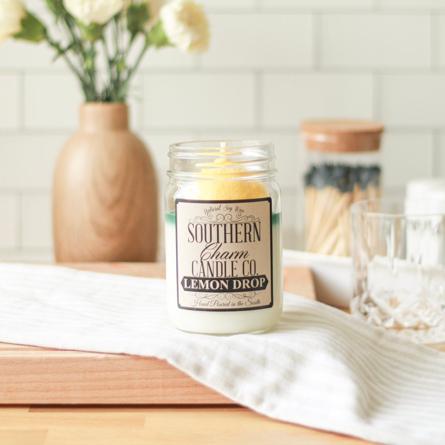 LEMON DROP SOY WAX HAND POURED CANDLE 12 OZ