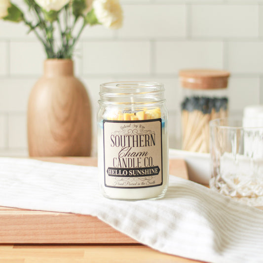 HELLO SUNSHINE SOY WAX HAND POURED CANDLE 12 OZ