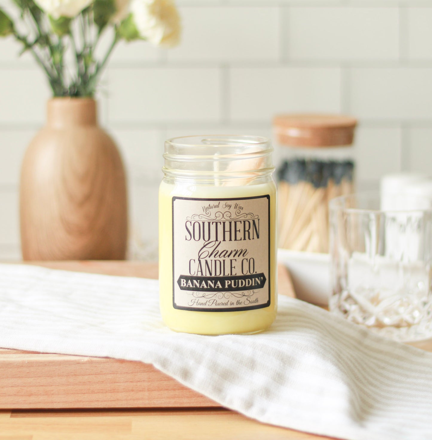 BANANA PUDDIN' SOY WAX HAND POURED CANDLE 12 OZ