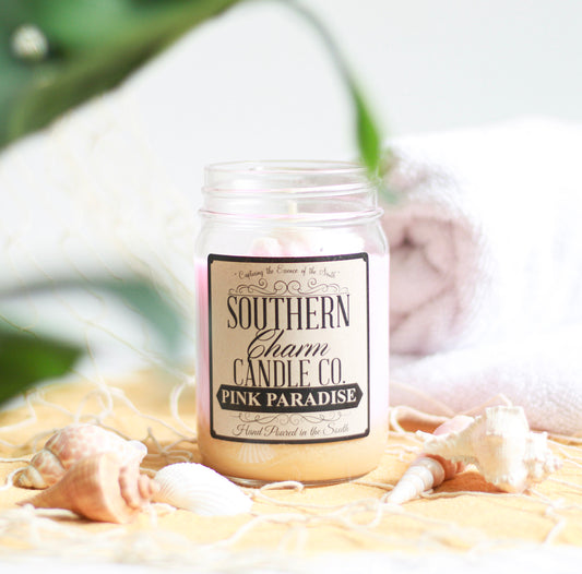 PINK PARADISE SOY WAX HAND POURED CANDLE 12 OZ
