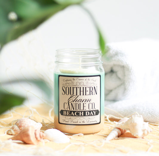 BEACH DAY SOY WAX HAND POURED CANDLE 12 OZ