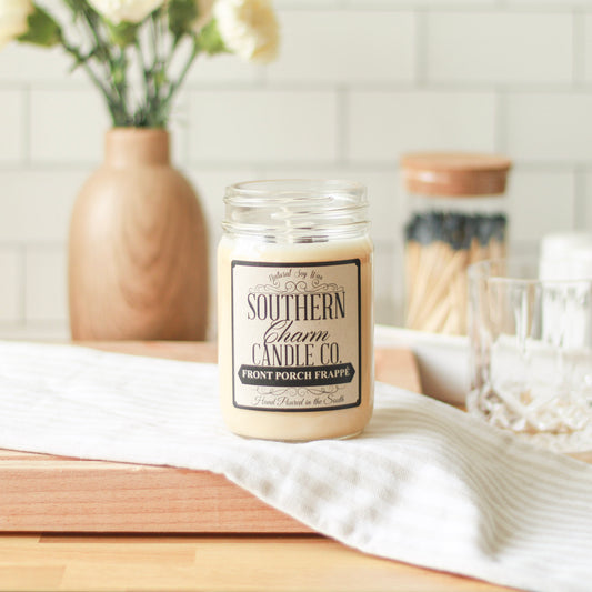 FRONT PORCH FRAPPE SOY WAX HAND POURED CANDLE 12 OZ