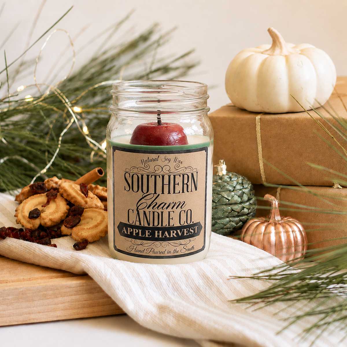 APPLE HARVEST SOY WAX HAND POURED CANDLE 12 OZ