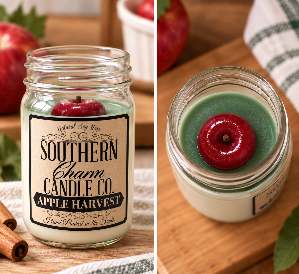 APPLE HARVEST SOY WAX HAND POURED CANDLE 12 OZ