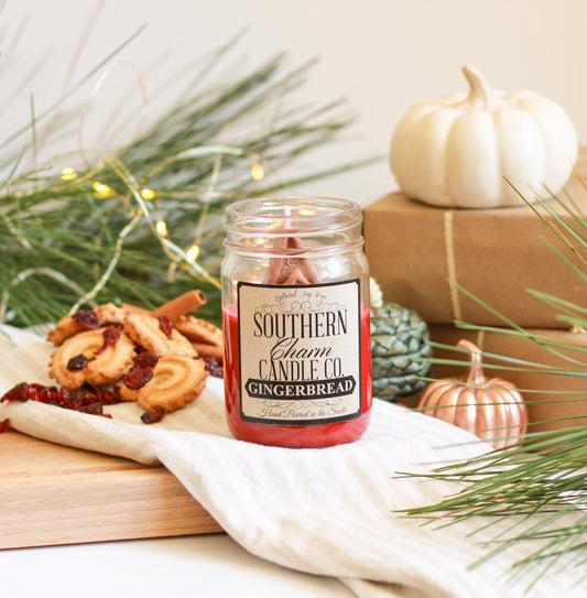 GINGERBREAD SOY WAX HAND POURED CANDLE 12 OZ WINTER FRAGRANCE